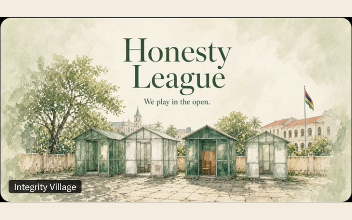 Integrity Village cover: four glasshouses in front of a town